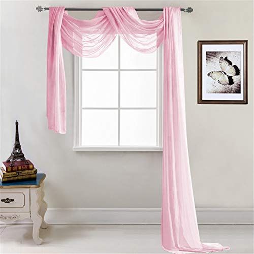 SWECOMZE Cortina de gasa transparente – Cortina transversal para cama con dosel / cortinas decorativas para bodas, 1 unidad de 548 x 132 cm (rosa claro)