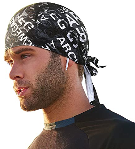 Arcweg Cykling pirat bandana dödskalle keps hatt svettabsorberande mössa sol UV-skydd snabbtorkande under hjälm cykling huvudduk för män och kvinnor utomhussport, Svart och vit, one size