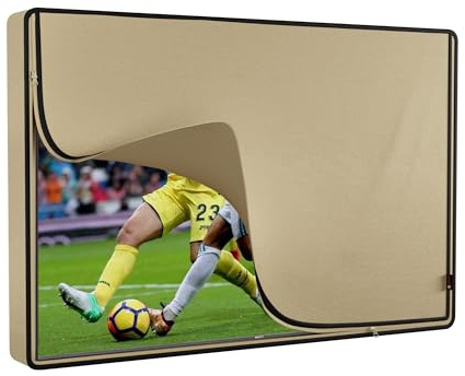 iBirdie TV-Abdeckung mit Reißverschluss für 71,1–81,3 cm (28–32 Zoll) Flachbildfernseher, wasserdicht, wetterfest, Beige, aus robustem 600D-Stoff zum Schutz