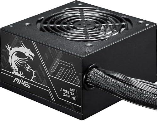 MSI MAG A650BN PCIE5 II Power Supply Unit, 650W, 80 PLUS Bronze, ATX 3.1, PCIe 5.1 GPU Support, Native 12V-2x6, Dual-color 12V-2x6 connector, ATX PSU, Black Flat Cables