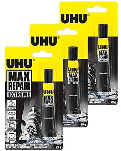 UHU Lot de 3 Tubes de Colle universelle MAX REPAIR 20g