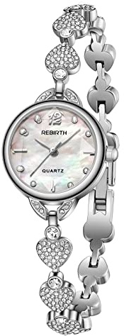 JewelryWe Damenuhr Elegant Analog Quarz Armbanduhr Damen Klein Einfach Business Casual Uhr mit Metall-Armband Rosegold/Silber