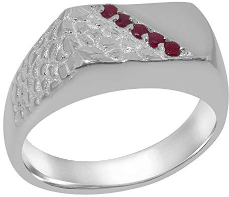 Luxus Herren Ring Solide Sterling-Silber 925 mit Rubin - Größe 63 (20.1) - Verfügbare Größen : 47 bis 68