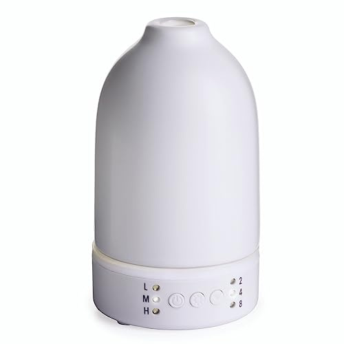 Airome Nebulizer Essential Oil Diffuser|Waterless and No Heat Aromatherapy Diffuser, White LED Light, Intermittent & Continual Mist, Timer and Auto Shut-Off, Snow