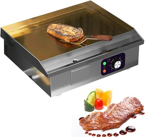 Piastra Elettrica Professionale per Barbecue, Piastra di Cottura in Acciaio Inox in Ghisa, 50-300°C, Grill Elettrico Multifunzione con Contenitore di Raccolta Grasso per Ristorante, Cucina-1pc
