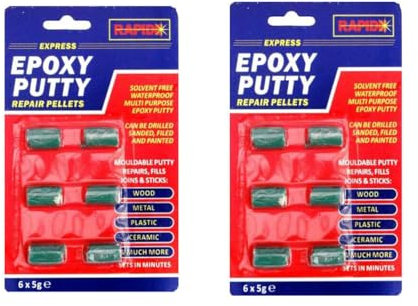 STOREX 2X Epoxy Putty Repair Pellets, Waterproof Epoxy Putty Repair Pellets 6x5g Ceramic,Metal,Wood Plastic Etc Filler