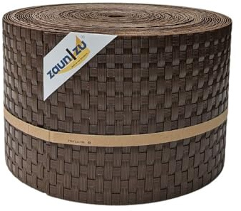 zaun|zu® Rattan 26 Meter Rolle 19cm hoch | Sichtschutzstreifen PE für Doppelstabmatten UV-beständiger Sichtschutz | Zaunblende Made in Germany | Robustes Design Braun 26m