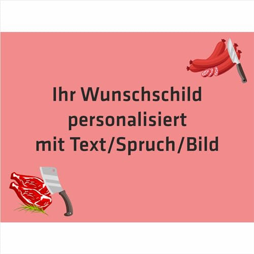 INDIGOS UG - Aluverbundplatte Schild - Beruf - Fleischer - 40x30 cm - Firmenschild - wetterfest personalisiert mit Foto, Logo und Text - individuelle Schilder für Tür, Wand, Büro Garage