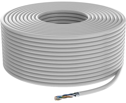 IBRA CAT6A Ethernet Cable S/FTP - Indoor 23AWG Copper Conductor, High-Speed Network Cable Reel for Reliable Connectivity - 50M