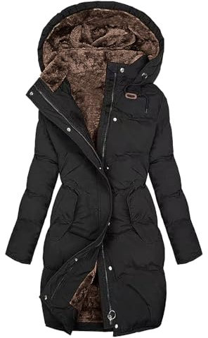 Fleecejacke Damen Mit Kapuze, Wintermantel Damen Lang Outdoor Übergangsjacke Warm Gefüttert Winterparka Große Großen Übergangsmantel Elegant Tailliert Regen Parka Softshelljacke Kapuzenmantel