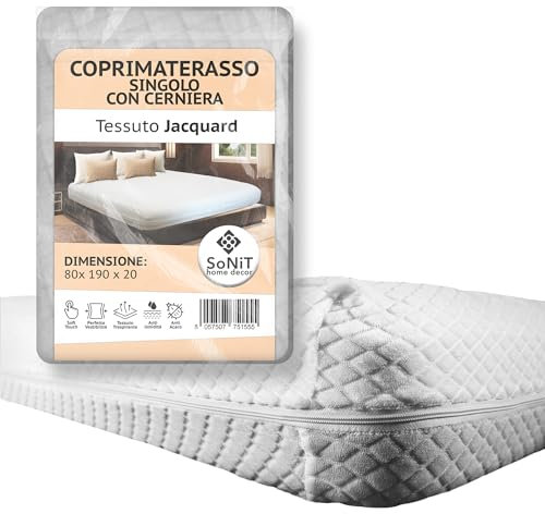 SoNiT home decor - Coprimaterasso Singolo con Cerniera - 80x190cm