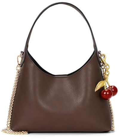 Small Hobo Bags for Women Cherry Shoulder Bag Purse Faux Leather Tote Handbag Trendy Chain Crossbody Bag