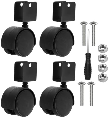 PATIKIL Rueda Giratoria De 2 Con Soporte En U De 7/9, Paquete De 4 Ruedas Giratorias De 360° Sin Ruido Capacidad De Carga Total 132 Lbs Para Patas De Muebles