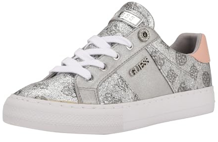 Guess Womens Loven, Silver/Pink Glitter Logo 099, 7 UK