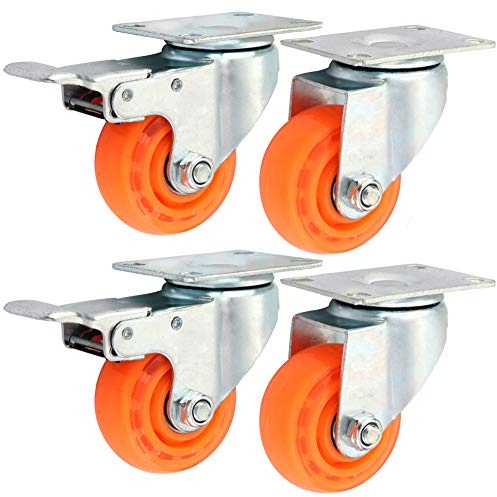 Ruedas de la base de goma Muebles 3'' / 100mm / 5 pulgadas con freno Ruedas industriales Servicio pesado 300kg Placa giratoria 4 paquetes(5inch)
