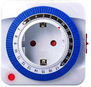 Jadeshay Presa Temporizzata,Programmatore Timer 24 Ore 96 Segmenti di Commutazione Regolabile Timer Meccanico 16A 3680W con Spina Schuko per Luci Lampade e Elettrodomestici