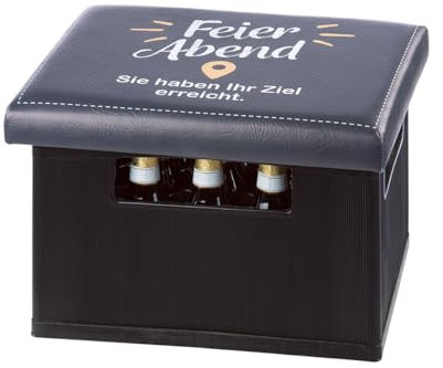 CULT at home Bierkasten Aufsatz Feierabend - Bierkastensitz inkl. Bierdeckel Memospiel - Sitzauflage für Bierkiste Getränkekiste - Hocker für Balkon Camping 44 x 34 cm