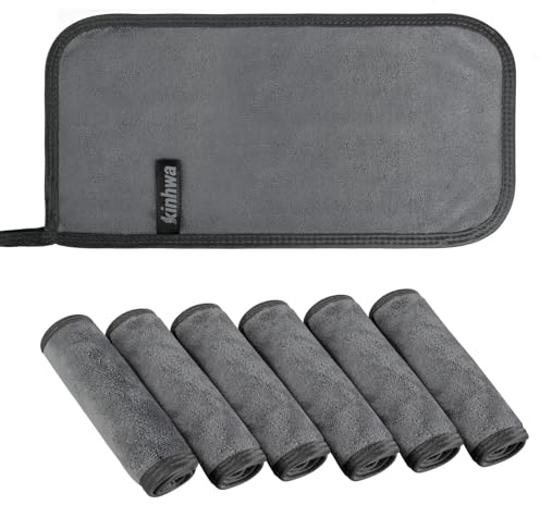 KinHwa Toallitas desmaquillantes de microfibra, toallitas desmaquillantes lavables, ultra suaves, reutilizables, 15 cm x 30 cm, 6 unidades, gris oscuro