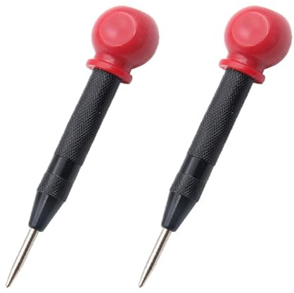 2PCS Centre Punch, Automatic Center Hold Punch Marker, Steel Spring Loaded Center Hole Punch, High Speed Steel Puncher Breaker Tool for Wood, Metal, Plastic (Black)
