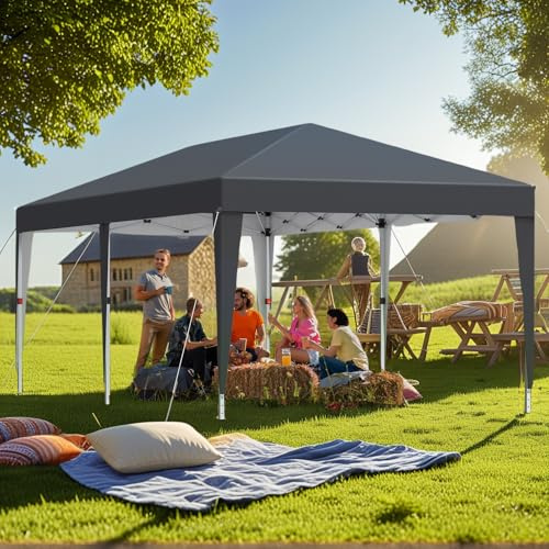 Pavillon 3x6 m Wasserdicht Stabil UV-Schutz Faltpavillon mit 210D Oxford-Dach und Eisenrohrgestell Partyzelt für Outdoor-Events Märkte & Feste (Anthrazit)