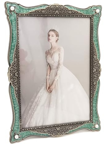 Lydemcia 12,7 x 17,8 cm Vintage Metall-Bilderrahmen Antik Emaille Luxus Fotorahmen mit Glasfront Horizontal oder Vertikal Retro Dekoration Jahrestag Geburtstag Hochzeit Geschenk