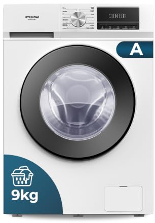 Hyundai Lavadora 9Kg Carga Frontal Blanco HLF914IADW01. 1950W, 1400rpm, Motor Inverter, 16 Programas, Función Stop&Go, Clase de Eficiencia Energética A