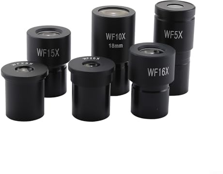 Mikroskop-Okular-Set WF5X WF10X WF15X WF16X WF20X WF25X Weitwinkel Biologisches Laborobjektiv 23,2 mm Durchmesser Aluminiumlegierung Glas Zubehör für Forschungsgeräte (WF10X/18)