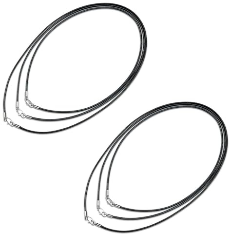 YOGAZEN 6 Stück Lederband für Kette, Lederband Halskette, Armband Lederkette Herren, Lederkette mit Verschluss, 2 mm Kunstleder mit Verschluss (50 cm, 60 cm, 70 cm)