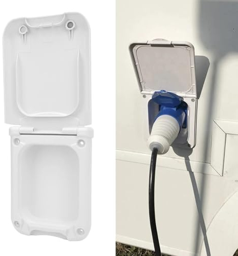 FUANA RV Steckdosenbox, ABS Wasser mit sicherem Verschluss für Anhänger und Wohnmobil