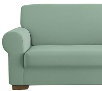Copridivano Elasticizzato Copripoltrona Adattabile Universale Tinta Unita (Verde Salvia, 2 Posti)