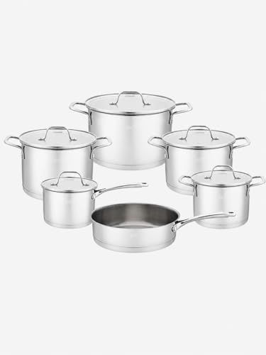 BAVARY Lot Poele Et Casserole Inox 18/10-11 Pcs Lot Casserole Et Poele Induction - Faitout Induction - Batterie De Cuisine Induction - Casserole Induction & Couvercles Verre - Ustensiles De Cuisine