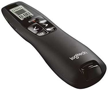 Logitech R700 Presentador Inalámbrico, 2.4 GHz con Nano-Receptor USB, Puntero Láser Digital Rojo, Distancia de 30 Metros, 6 Botones, Controles Intuitivos para Presentaciones, PC, Color Negro