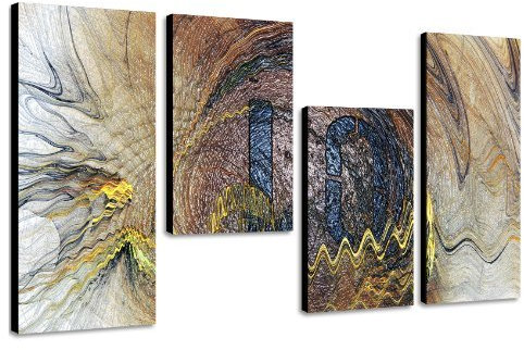 Augenblicke Wandbilder Eindrucksvolles Wandbild 130x70cm 4 teiliges Keilrahmenbild (30x70+30x50+30x50+30x70cm) abstraktes Wandbild mehrteilig Gemälde-Stil handgemalte Optik Vintage