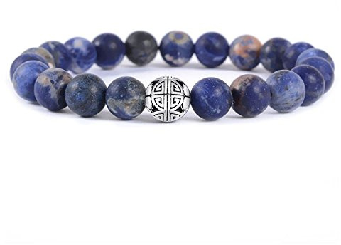 Natürliche 8 mm Edelsteine MetJakt Heilung Crystal Stretch Perlen Armband Armreif mit 925 Sterling Silber Double Happiness Anhänger