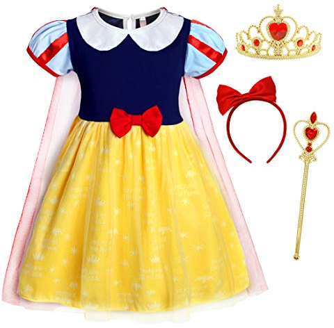 Princess Costumes Dress up for Girls Kids Party Cosplay Fancy Dresses 1-6Y | World Book Day Cosplay Themed Dressing up Halloween Short Sleeve Birthday Gift Clothes