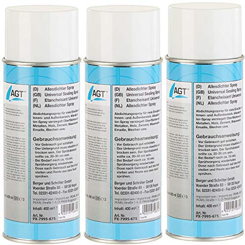 AGT Dichtungsspray: Allesdichter-Spray, weiß, 3x 400 ml (Alles dicht Spray, Dichtspray Kfz, Isolierband)