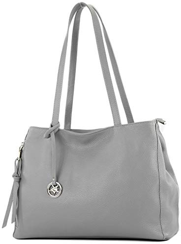 modamoda de T205 Damen Leder Schultertasche Shopper Henkeltasche, handmade in Italy