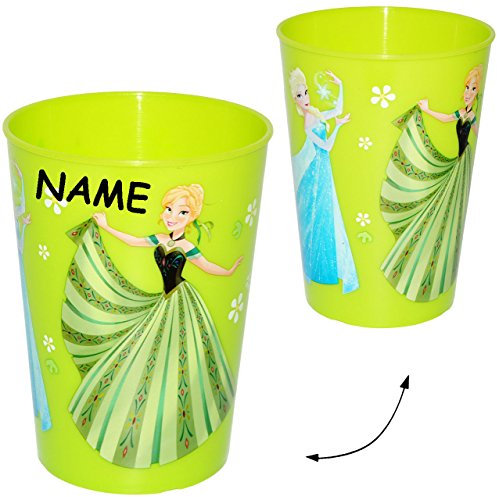 alles-meine.de GmbH 10 Stück Trinkbecher/Becher - Frozen - die Eiskönigin - grün - 280 ml - incl. Name - auch als Zahnputzbecher/Malbecher - Küche Essen Kind - völlig u..