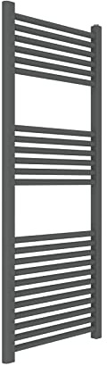 ERCOS Handtuchwärmer Badetuchwärmer Abmessungen 500x1200 MM Heizkörper Farbe Grauguss Matt, 1/2 Anschlüsse Lieferung mit Montagekit