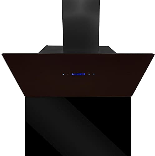 SIA TAG90BL 90cm Black Angled Touch Control Cooker Hood Extractor Fan & SP90BL Toughened Splashback