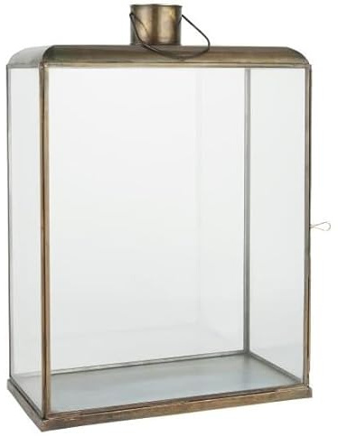 Ib Laursen Große Glaslaterne länglich abgerundetes Dach Messing 48 cm