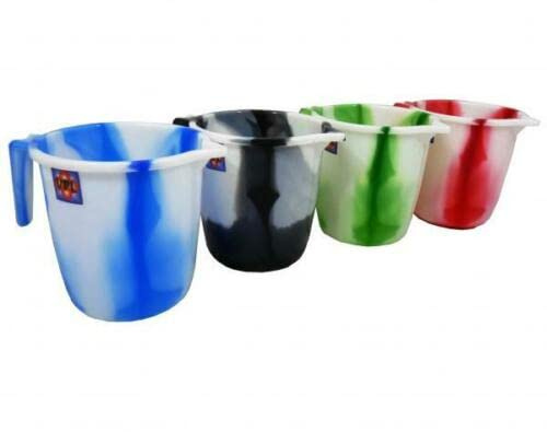 (Set of 5) Tie Dye Design 1.5 Litre Plastic Water Jug with Handle and Spout Kitchen Plastic Mugs for Bathroom, Hair Washing Jug (Assorted Colours)