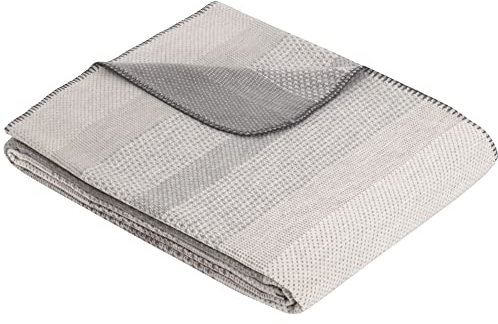 Ibena Bio Wohndecke Kitale Baumwolle grau Größe 140x200 cm
