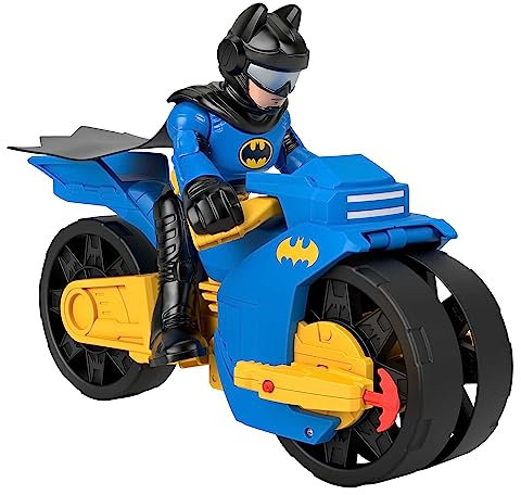 Fisher-Price Imaginext DC Super Friends Batman-Spielzeug, XL Batcycle mit Abschussvorrichtung für Projektile und XL Batman-Figur, jeweils 25 cm, HNM32