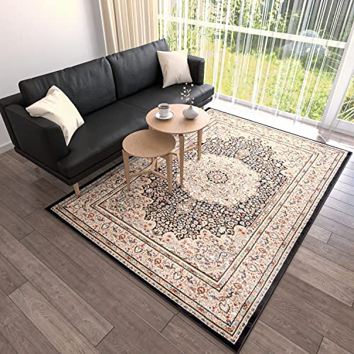 Mazovia Orientalisch Teppich - Traditioneller Teppich für Wohnzimmer, Esszimmer - Orient Teppiche Ornament - ÖKO-TEX Wohnzimmerteppich Beige Schwarz - 80 x 150 cm