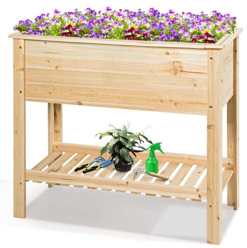 RELAX4LIFE Orto Rialzato da Esterno in Legno, Fioriera/Aiuola Rialzata da Giardino, Fioriera da Esterno per Piante, Fiori e Erba (92 x 41 x 81 cm)