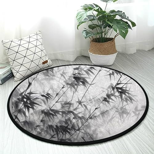 DNOVING RAR-528186209 Bambus-Teppich, rund, waschbar, rutschfest, weich, ideal für Küche, Wohnzimmer, Schlafzimmer, Badezimmer, 91 cm