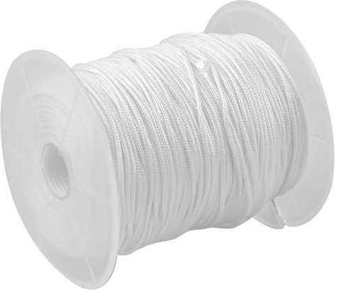 Bracelet Cord White Cotton Rope 1.8 mm Thick, 100 m Long Nylon Thread Tear-Resistant for Bracelets/Gardening Cord for Crafts/Weaving/Blinds