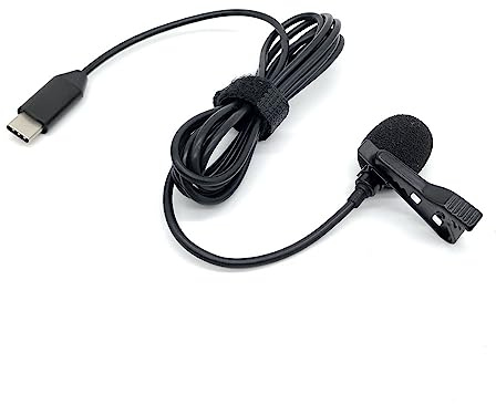 JOYSOG Clip USB per microfono esterno per DJI Action 4, Action 3, Action 2, Pocket 3, 35 Hz~18 KHz, clip per microfono da bavero per filmate/interviste (1,5 m/4,92 pollici)