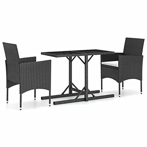 GuyAna 3-TLG. Garten-Essgruppe TerrassenmöBel Set GartenmöBel Essgruppe MöBelsets Garden Furniture Garten MöBel DraußEn Schwarz 3072433